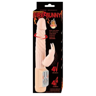 Rabbit-Vibrator Fire Bunny mit Rotation und Wärme Natur 3 cm