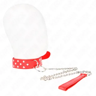 Fetisch-Toy KINK Halsband mit Nieten und O-Ring Rot 50 x 3,8 cm