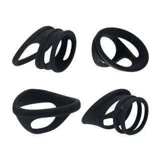 Hodenring-Set aus Silikon 4-teilig Schwarz