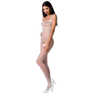Bodystocking Passion Woman mit feinem Lochmuster Weiß Einheitsgröße