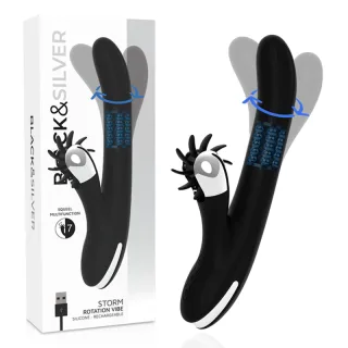 Rabbit-Vibrator Black&Silver Bunny Storm Rotation Schwarz 24 x 3,5 cm