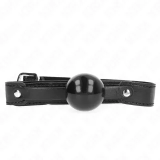 Fetisch-Toy KINK Knebel mit weichem TPE-Ball am breiten Riemen Schwarz 4 cm