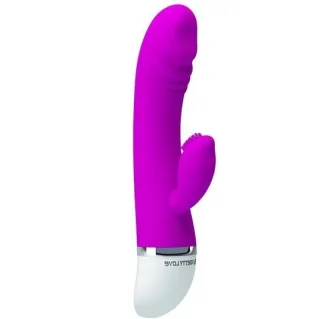 Rabbit-Vibrator David mit Noppenarm und 30 Modi Fuchsia 18,5 x 3,5 cm