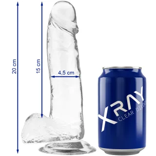Realistischer Dildo Klarer Hahn mit Bllen Transparent 20 x 4,5 cm