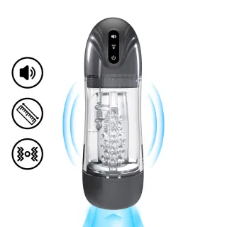 Masturbator SonicPull mit Saug- und Vibrationsfunktion Gun Metal 14 x Ø 8,5 cm
