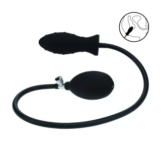 Analplug aufblasbar gerippt Silikon Schwarz 69 x Ø 3,8 cm