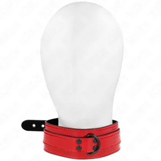 Fetisch-Toy KINK Halsband in Lack mit schwarzen Beschlägen Rot 49,5 x 5 cm
