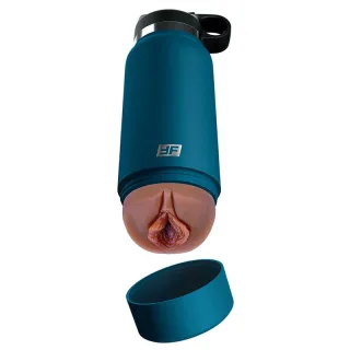 Masturbator PDX Plus Fuck Flask mit brauner Hülle Türkis 17,8 x 8,3 cm