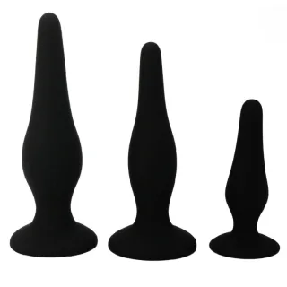 Analplug-Set mit drei Größen für Einsteiger Schwarz 8 x 2,5 cm