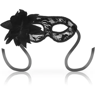 Maske Ohmama aus schwarzer Spitze mit Blume Schwarz