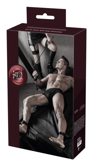 Stabile Bettfessel mit 4 Gurten fetish collection Schwarz
