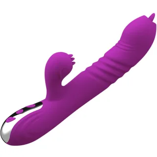 Multifunktionsvibrator Fairy Doppelzunge mit Wärmeeffekt Violett 21,9 cm