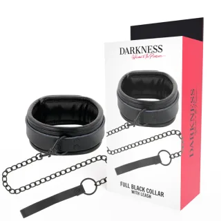 Halsband aus Kunstleder mit Kette Schwarz