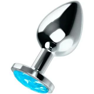 Analplug mit Blauem Kristall L 8 x 2,7 cm