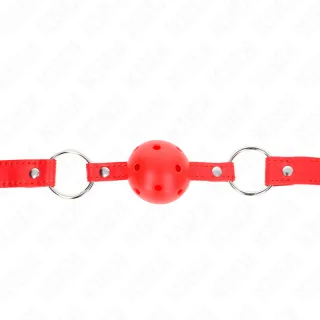 Fetisch-Toy KINK Knebel mit rotem Ball am roten Riemen Rot 4 cm