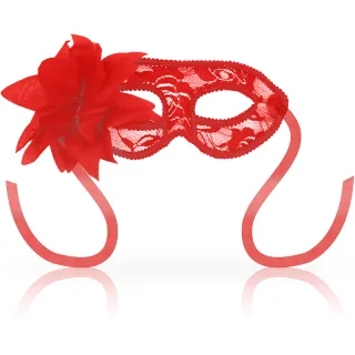 Maske Ohmama aus Spitze mit roter Blume Rot