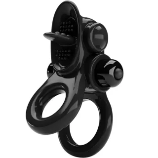Penisring Passionate Doppelring mit Reizpad und 10 Modi Schwarz 8,8 cm