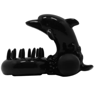 Penisring Sweet Ring mit Delfin und Vibration Schwarz