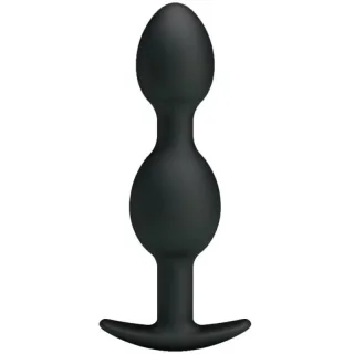 Analkette Silikon mit zwei Kugeln und T-Fuß Schwarz 12,5 x 2,8 cm