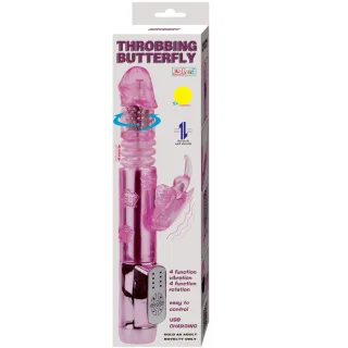 Rabbit-Vibrator Throbbing Butterfly mit Stoßfunktion Rosa