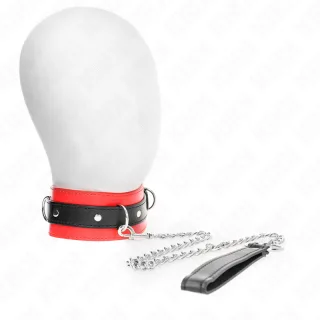 Fetisch-Toy KINK Halsband mit schwarzem Gürtel Rot 54 x 4,5 cm