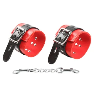 Handschellen Ohmama Fetish mit Schlossschnalle und Kette Rot
