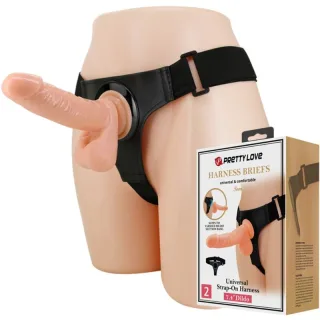 Strap-on Tom Harness-Slip mit Dildo Natur 18,8 cm