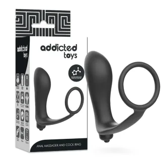 Analvibrator mit Penisring Schwarz 15 x 4,6 cm