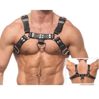 Harness Bulldog aus Leder Schwarz
