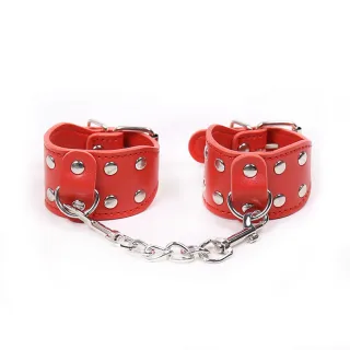 Handschellen Ohmama Fetish verstellbar mit Kette Rot