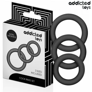Penisring-Set Silikonringe extra dick Modell 1 Schwarz bis 4,3 cm