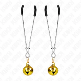 Nippelklemmen Pinzettenform mit Glöckchen Gold 7 cm