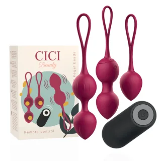 Liebeskugeln Premium Silikon 3 vibrierende Kugeln mit Fernbedienung Burgund