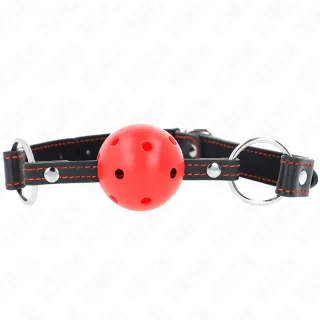 Fetisch-Toy KINK Knebel mit rotem Hohlball Rot