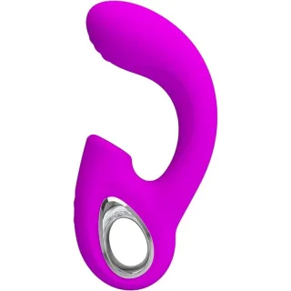 Rabbit-Vibrator Sibel mit Spritzfunktion und Griffring Lila