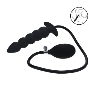Analplug aufblasbar mit Perlenform Silikon Schwarz 77 x Ø 3,6 cm