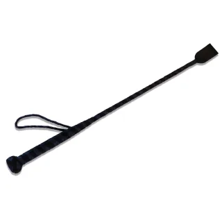 Lustvolle BDSM Reitgerte aus Leder, mit Slapper