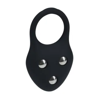 Penisring Training mit drei Gewichten aus Silikon Schwarz L 8,9 x Ø 4,3 cm