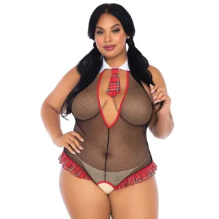 Body Ouvert-Teddy Karierter Look Übergröße