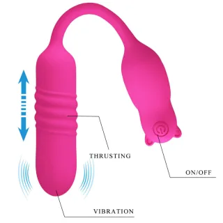 Vibrator Nobikuma mit Stoßfunktion und Bedienteil Rosa