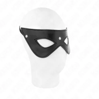 Augenmaske Kunstleder mit drei Nieten Schwarz 9 cm