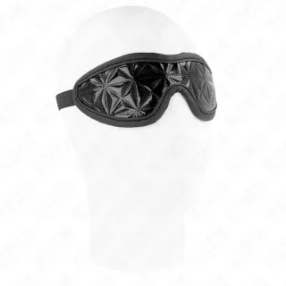 Augenbinde Kunstleder mit Rautenprägung Schwarz 6 cm