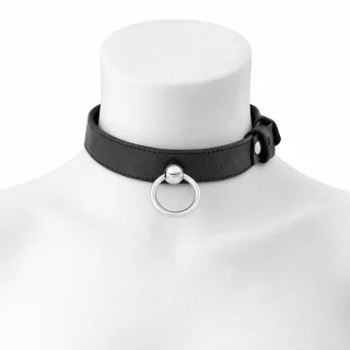Leder BDSM Halsband mit O-Ring, schwarz, passend f?r Halsumfang von 300 bis 450 mm