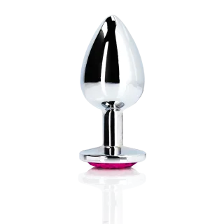 Analplug Edelstein Herz klein Silber/Rubellit 6,2 x Ø 2,7 cm