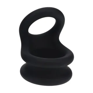 Penisring Wide Double O aus Silikon Schwarz S