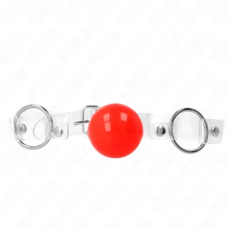 Fetisch-Toy KINK Knebel mit rotem Ball am durchsichtigen Riemen Rot 4 cm