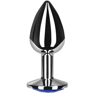 Analplug Metall mit Kristall Blau Größe L