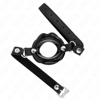 Fetisch-Toy KINK Knebel mit schwarzen Lippen Schwarz 8 cm