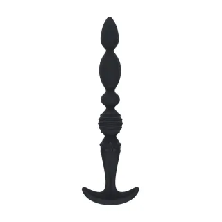 Analplug aus Silikon mit Struktur und breiter Basis Schwarz