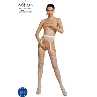 Strapsstrumpfhose Passion Woman Eco Collection mit Lochstreifen Weiß Einheitsgröße